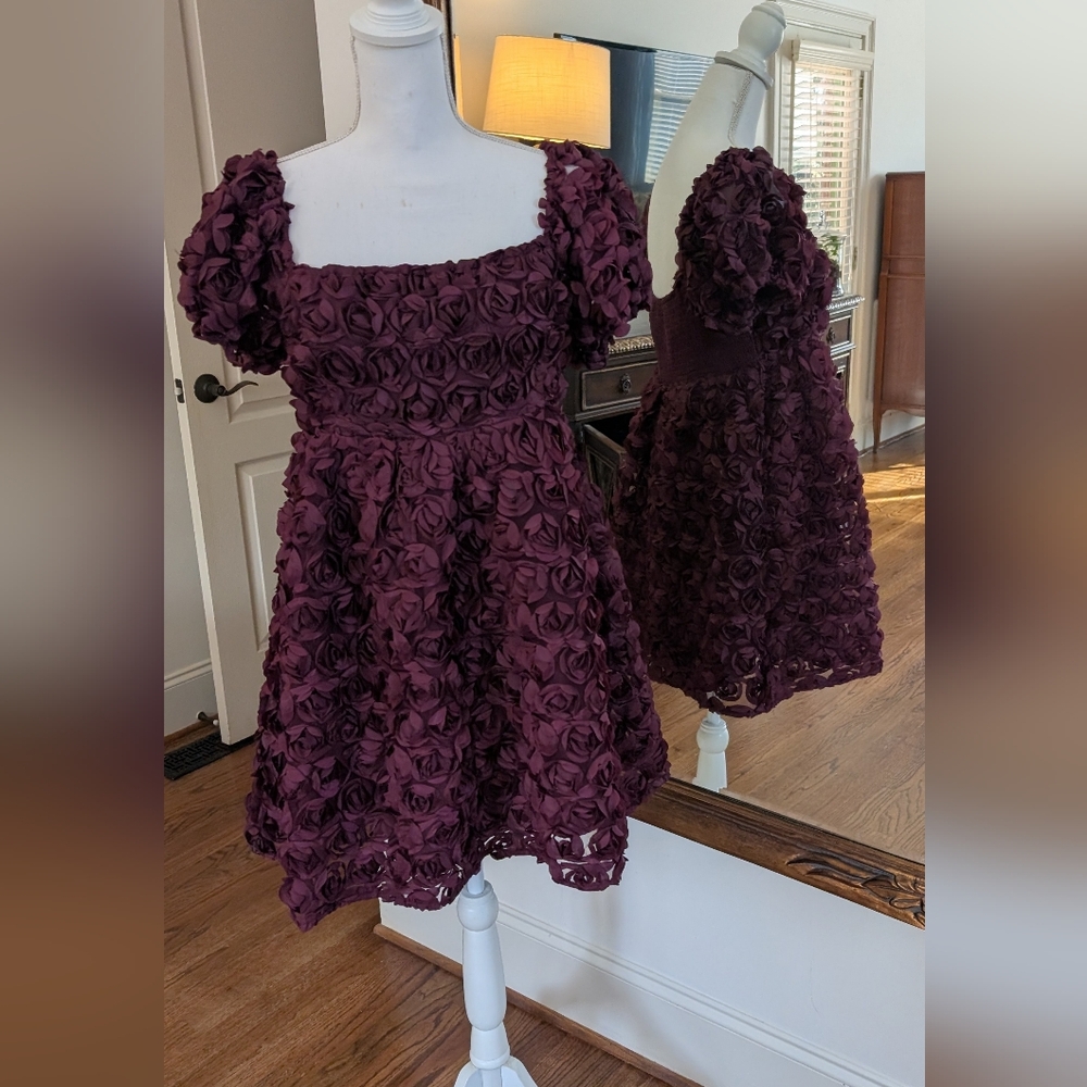 Altar'd State Deep Purple Rosette Dress